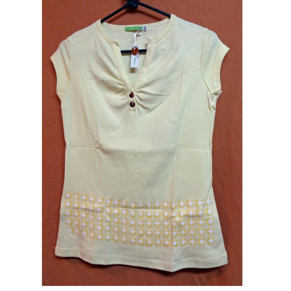 Women's Yellow V-Neckline Casual Maternity Top